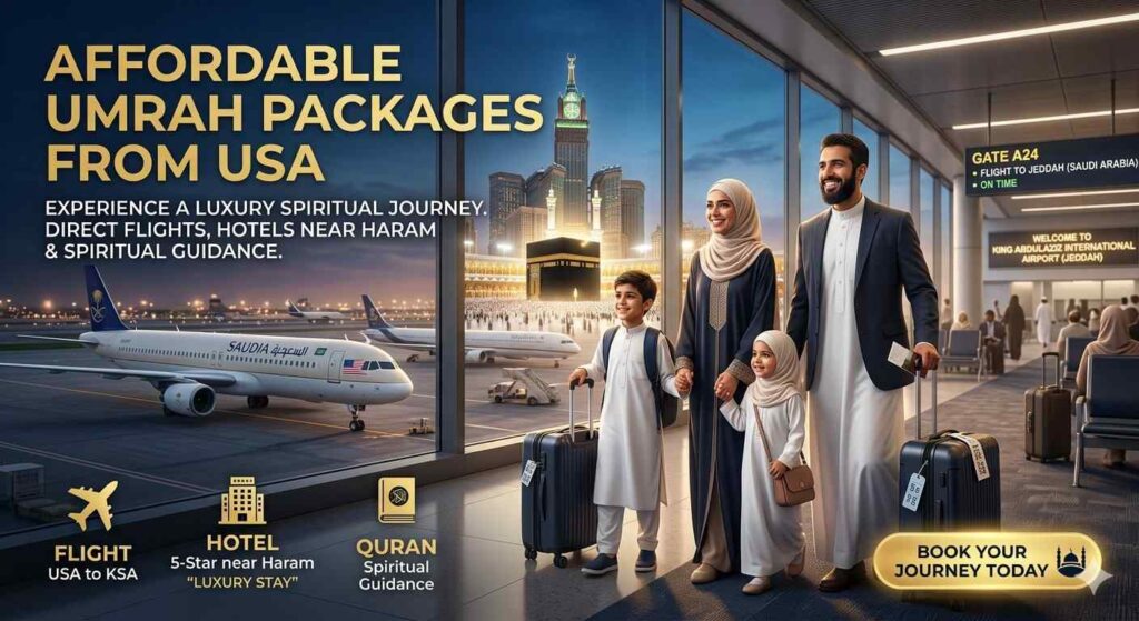 Umrah Package from USA with visa, flights and hotel accommodation